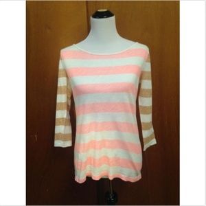 Women's JCREW Pink & White Stripes Top SZ S